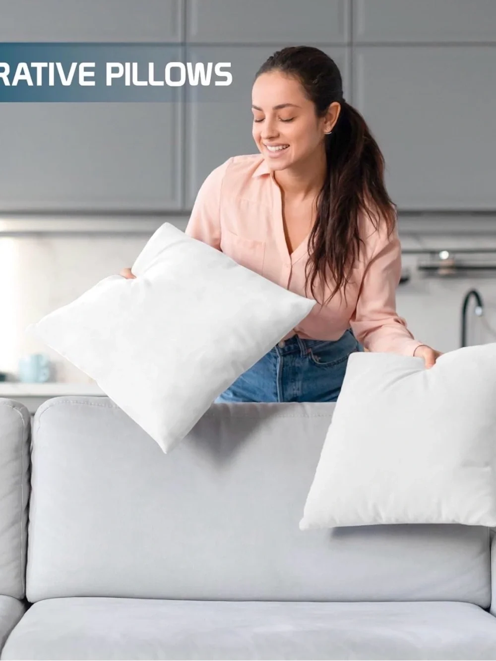 Pack of 8 White Throw Pillow Inserts - OEKO-TEX Standard